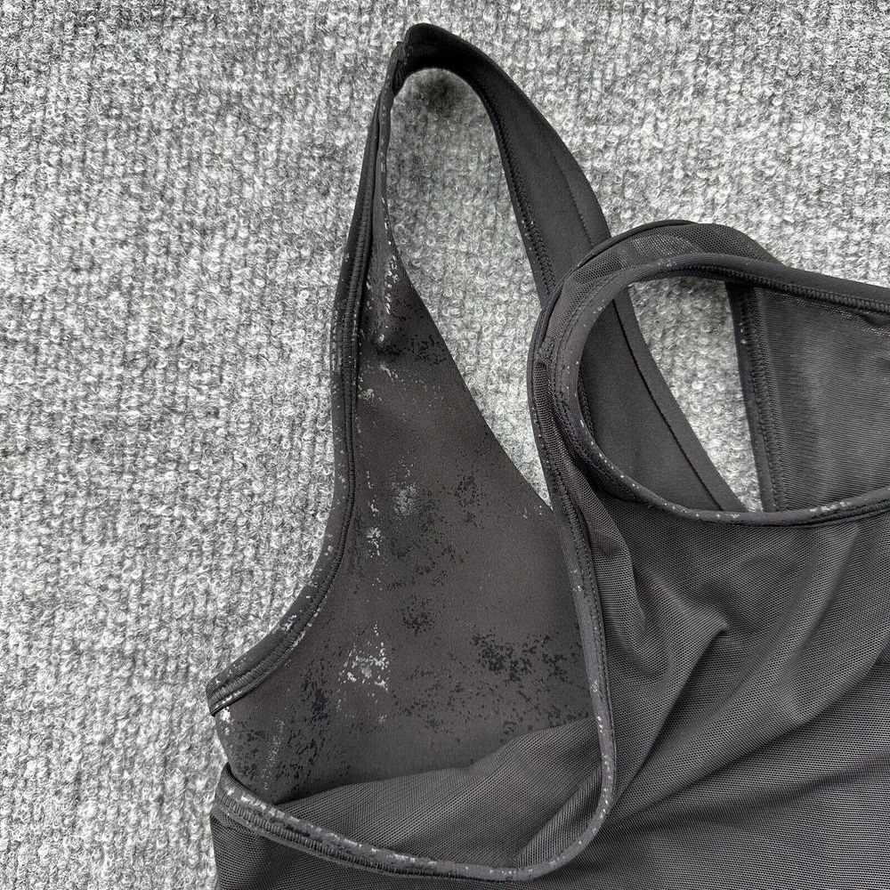 Puma Sports Bra Sz Large Mid Impact Fashion Luxe Ellavate Black Mesh Athleisure - Picture 3 of 10